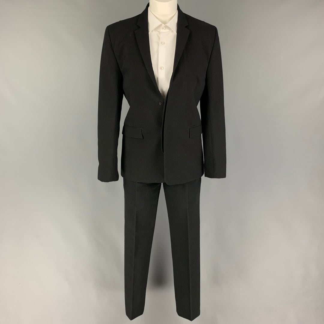 TIM COPPENS Size 36 Black Cotton Blend Hidden Buttons Suit