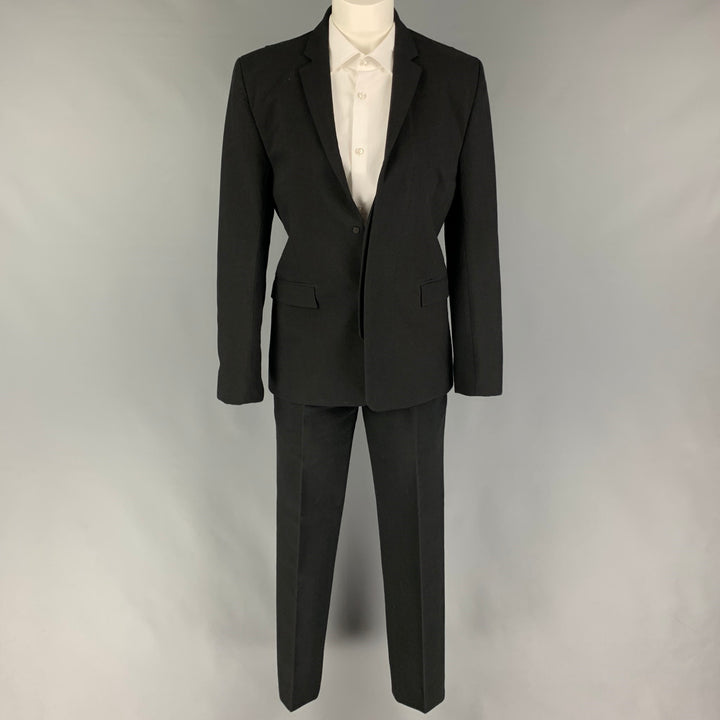 TIM COPPENS Size 36 Black Cotton Blend Hidden Buttons Suit