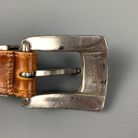 BRIGHTON Size 38 Tan Embossed Leather Belt