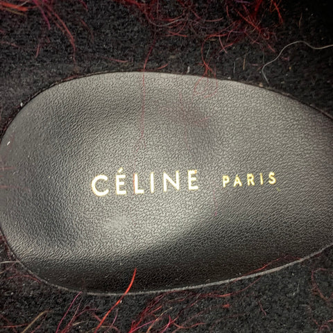 CELINE by Phoebe Philo FW 18 Size 8 Fuchsia Orange Mohair Textured BoxySandals