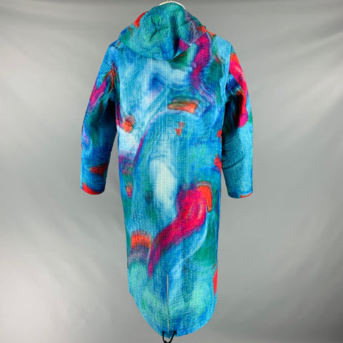 CRAIG GREEN SS19 Size S Blue Multi-Color Dyed Polyester Hooded Coat