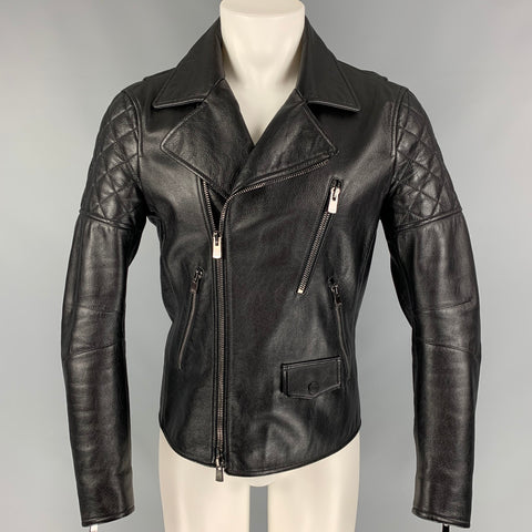 DROME FW 15 Size M Black Quilted Leather Biker Jacket