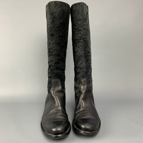 Colección RALPH LAUREN Talla 9 Botas de montar sin cordones de ante acolchado negro