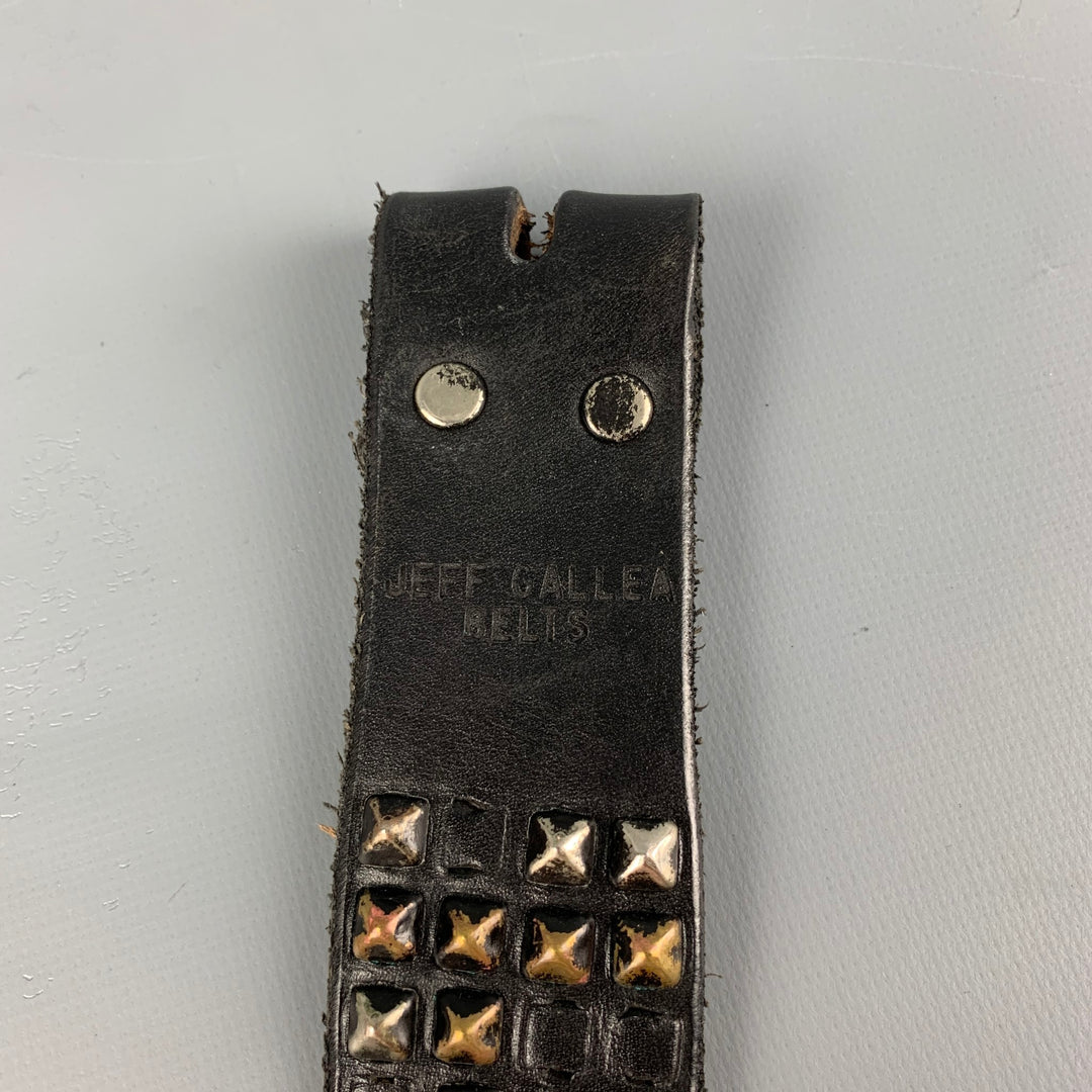 JEFF GALLEA Waist Size S Black & Silver Studded Belt Strap