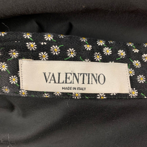 VALENTINO Talla 6 Top casual de manga larga floral de mezcla de algodón blanco y negro