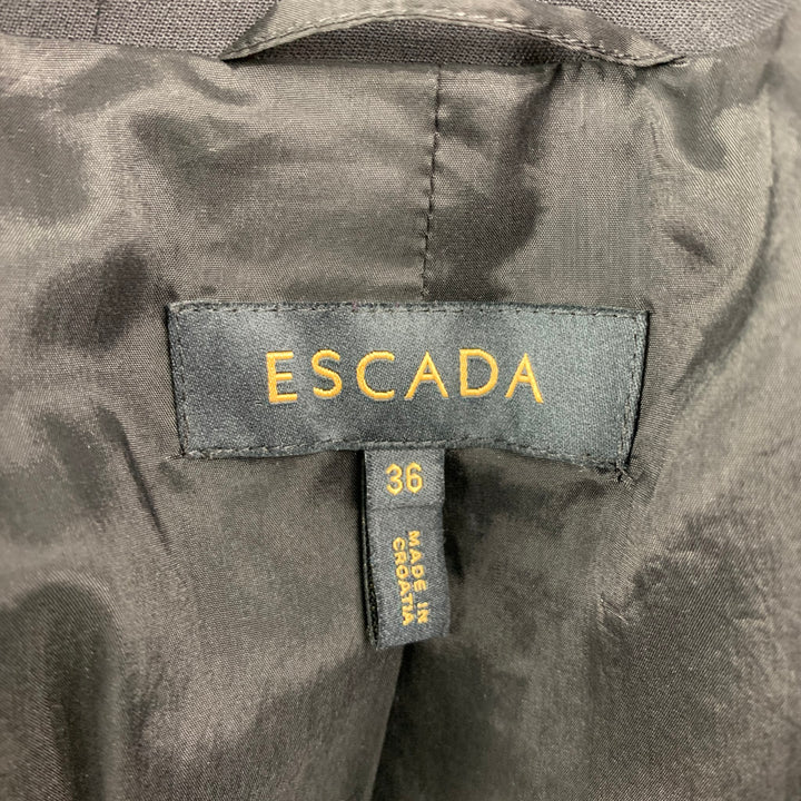 ESCADA Size 6 Black & Gold Virgin Wool Blend Embellishment Jacket