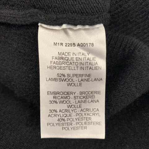 PAUL SMITH Size S Black Embroidery Wool Crew-Neck Sweater