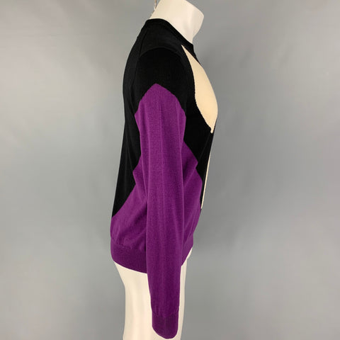 VETEMENTS x COMME des GARCONS SHIRT SS17 Size M Black Purple Graphic Wool Crew-Neck Pullover