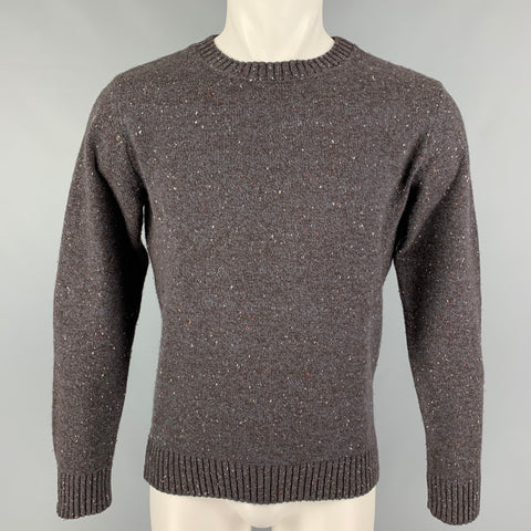 A.P.C. Size S Grey Brown Knitted Wool Crew-Neck Sweater