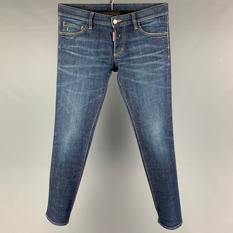 DSQUARED2 Size 32 Blue Distressed Cotton Jeans