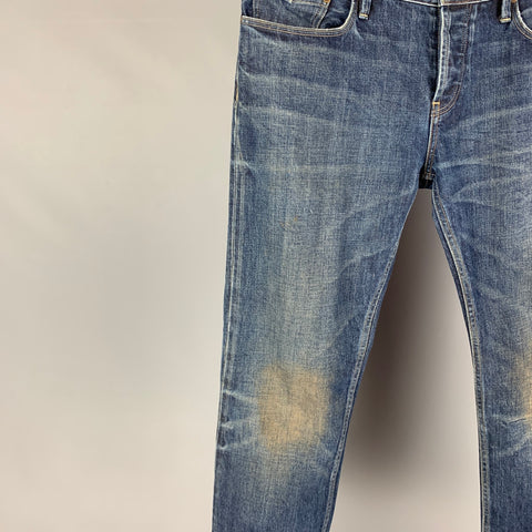BURBERRY BRIT Size 32 Blue Washed Cotton Slim Jeans