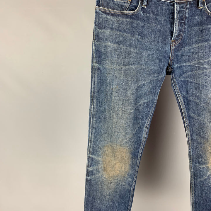 BURBERRY BRIT Size 32 Blue Washed Cotton Slim Jeans