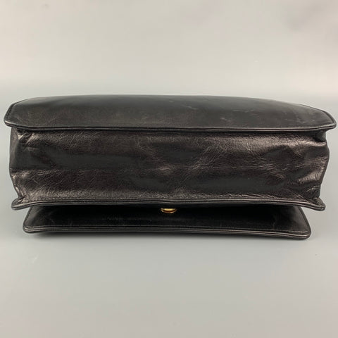 Vintage LANVIN Black Leather Top Handles Handbag