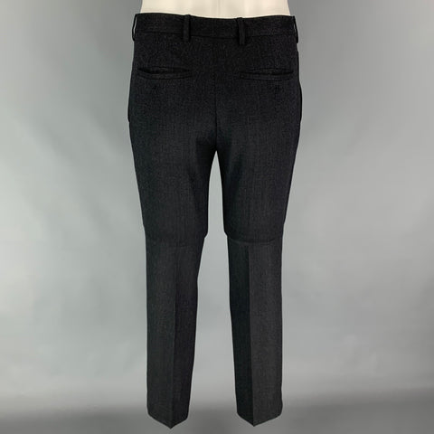 PRADA Size 38 Charcoal Wool Single Breasted Peak Lapel Suit
