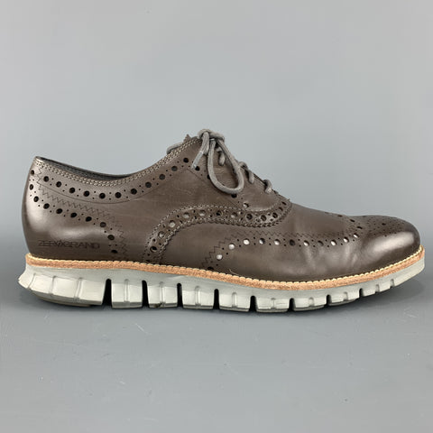 COLE HAAN Taille 8.5 Taupe Marron Cuir Perforé Semelle Athlétique Lace ZEROGRAND Up
