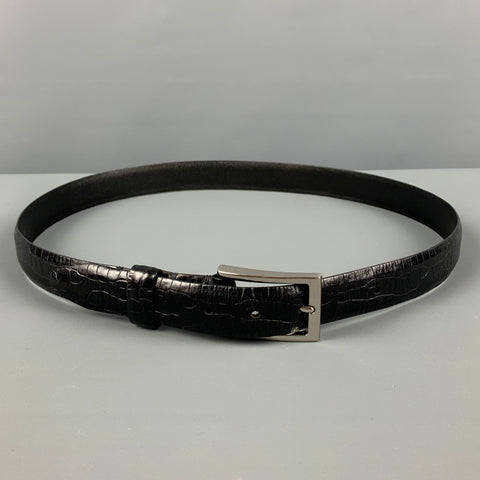 VINTAGE Taille 44 Ceinture en cuir gaufré noir